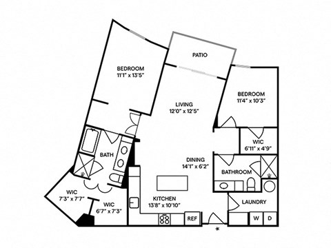 Sentral Old Town - B12 2BR 2BA Floor Plan